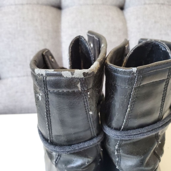 Steve Madden Women's Vegan Faux Leather Fringe Combat Boots Black - Picture 7 of 16